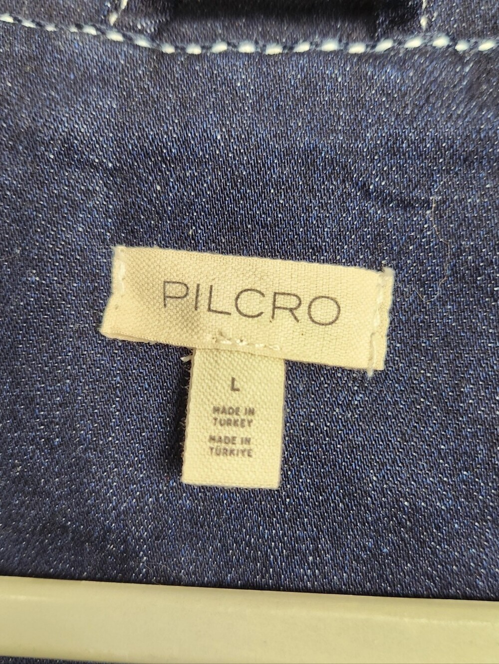 Pilcro Belted Denim Blazer Dress Anthropologie Anthro Blue Jean Womens Size L - Picture 13 of 15